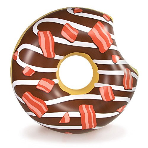 Sol Coastal 4-foot Maple Bacon Donut Swimming Pool Float Inflatable Food Water Toy