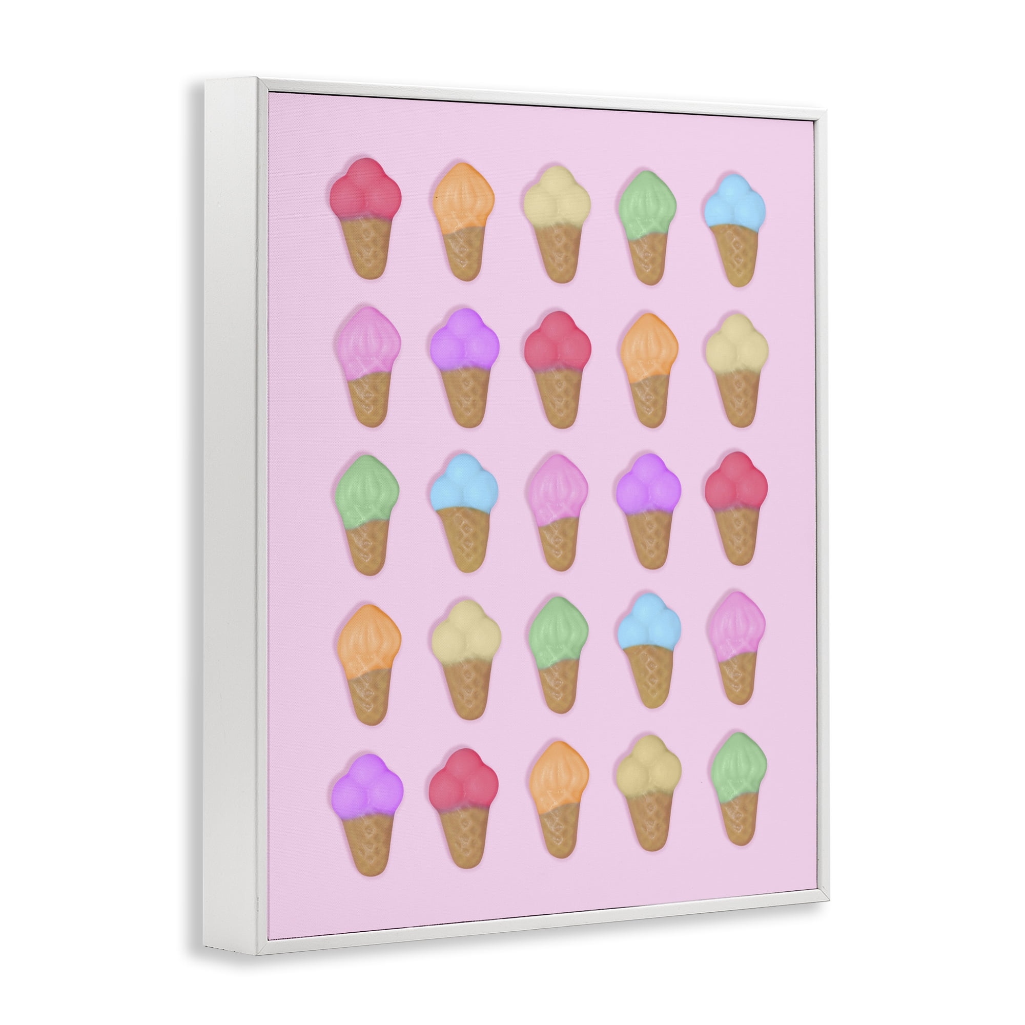 Stupell Industries Ice Cream Shaped Candies White Framed Giclee Art, design by LISH Creative