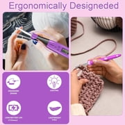 Zcvtbye Crochet Hook Set with Stitch Counter, Crochet Kit with 24 Different Size Interchangeable Crochet Needle, Ergonomic with 2 Levels Led and Digital Stitch Counter for Crocheting and Knitting