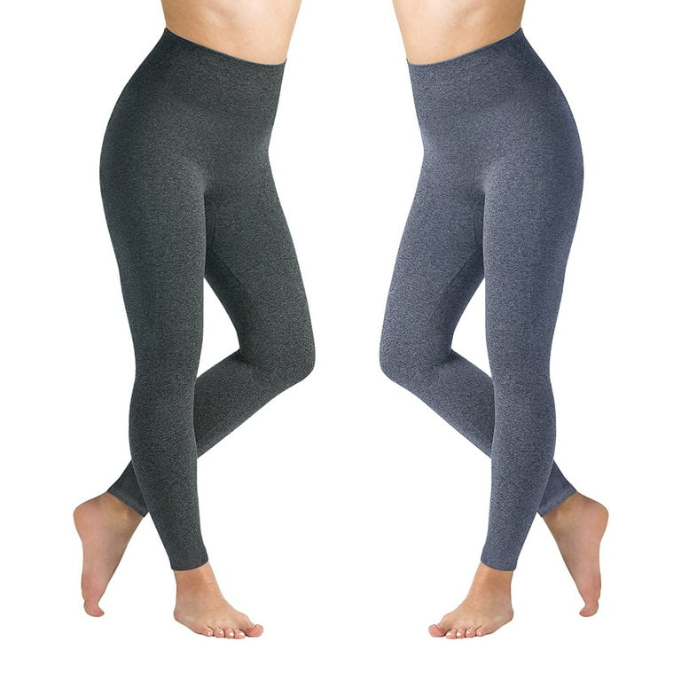 2-Pack: High-Waisted Fleece Lined Marled Leggings (Plus Sizes