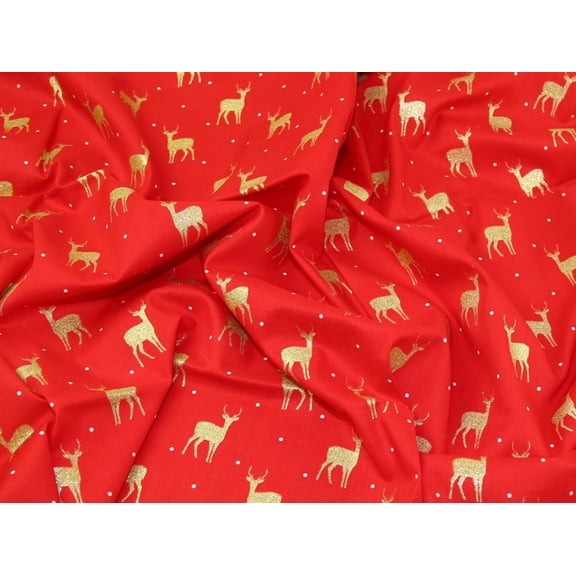 Minerva Glitter 100% Cotton Fabric Red - per yard