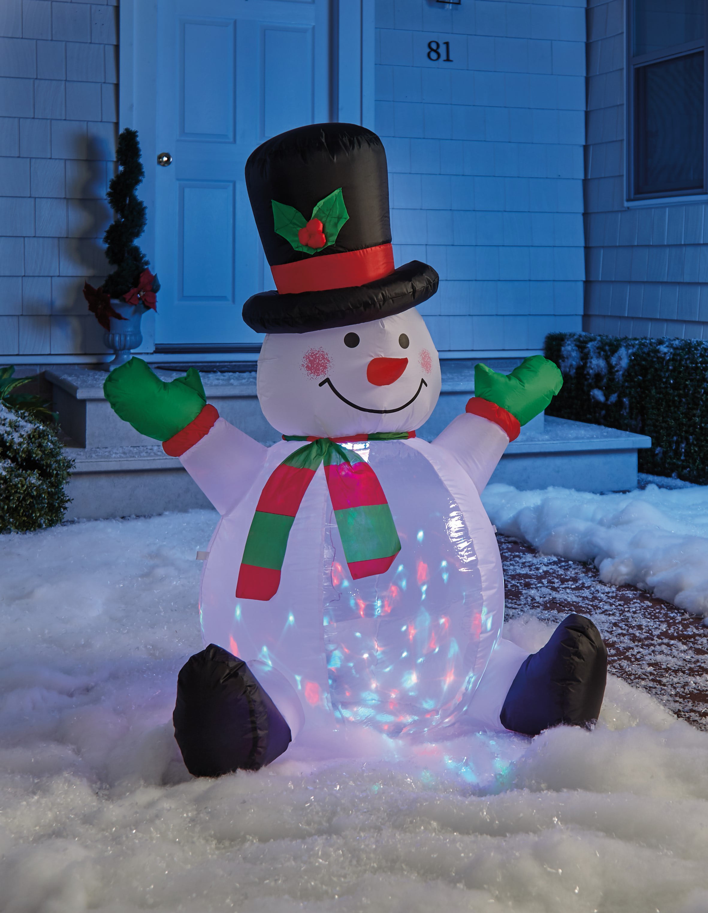 Inflatable Snowman with Moving Lights - Holiday Yard Decoration - 4-ft