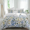 thumbnail image 2 of Blue Yellow Floral Spring Bedding 3 Piece Duvet Cover Set California King, Green Pastoral Summer Botanical Soft Microfiber Comforter Cover with Zipper Closure & Pillowcases, FadeResistant Quilt Cover, 2 of 9