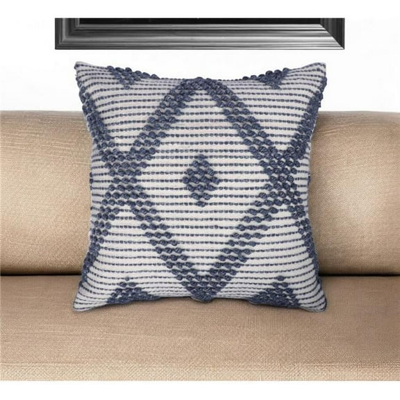 HomeRoots 554544 20 in. Blue Geometric Throw Pillow