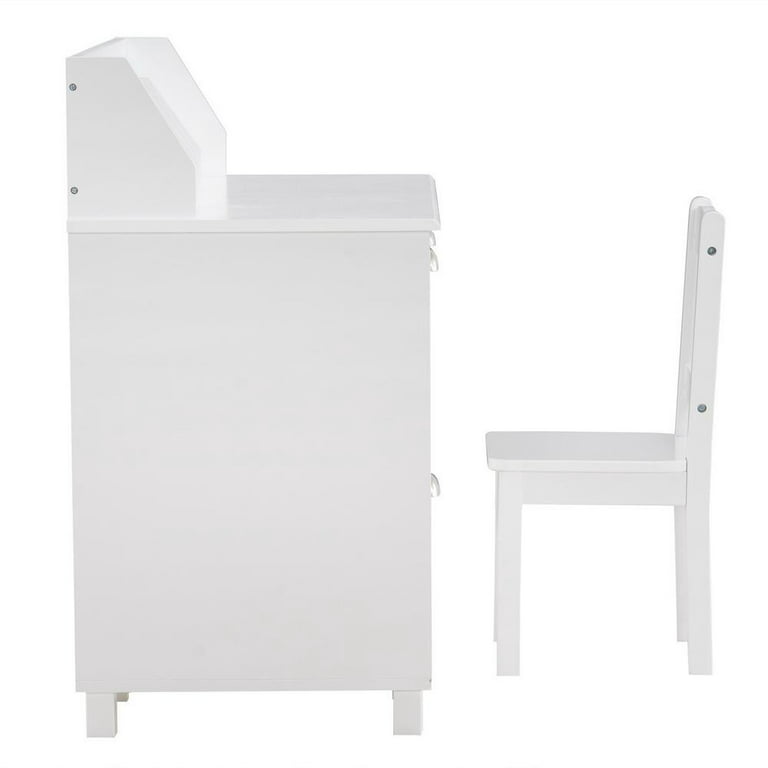 UTEX Kids Study Desk with Chair, Wooden Study Table for 3-8 Years Old,  Student's Workstation & Writing Table (White)