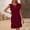 Wine, variant on Lisbinx Plus Size Dresses for Women Short Sleeve Crew Neck Solid Evening Gown Casual Dresses Pleated Design Loose Fit Pleated Design Linen Trendy for Outdoor