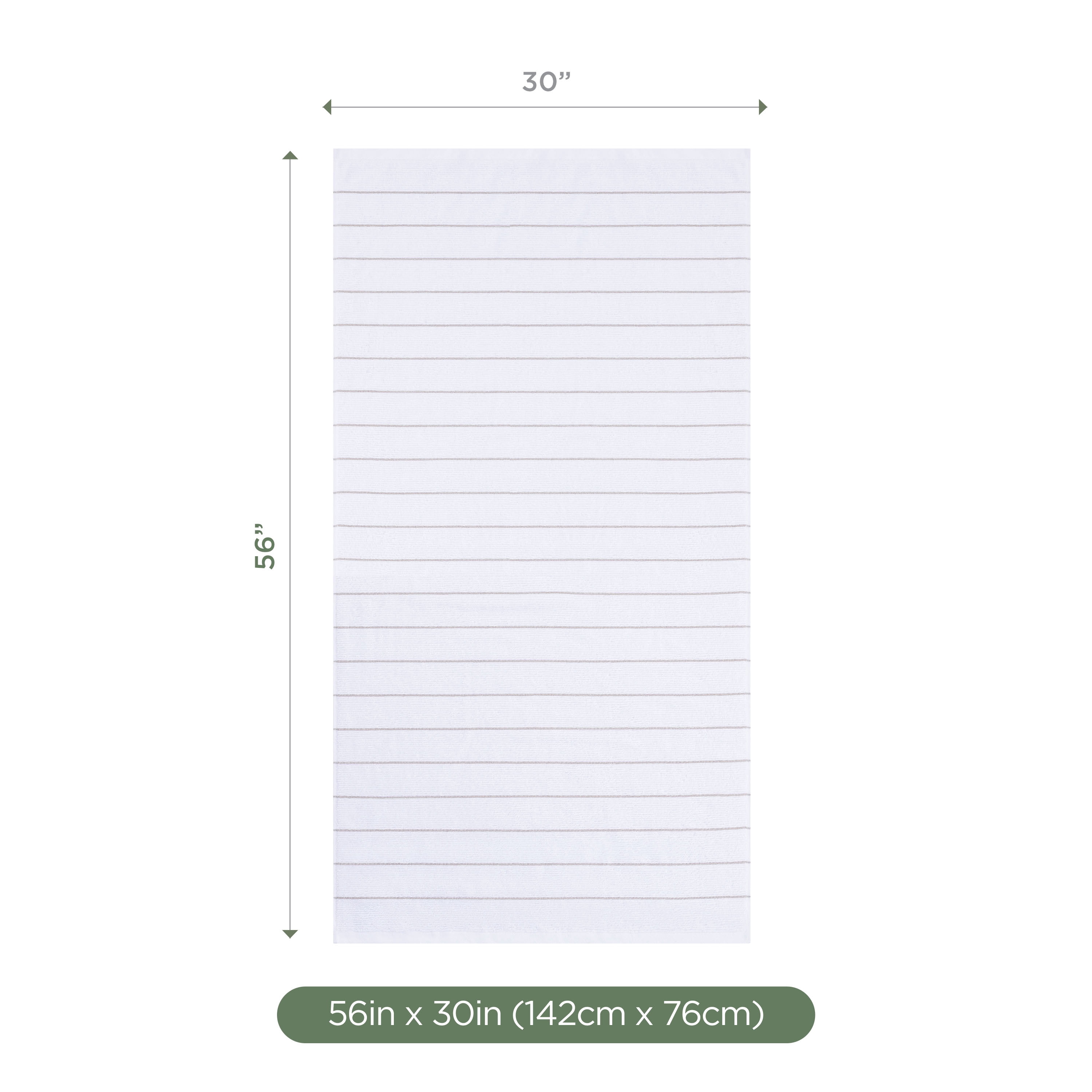 Martex Restore Slub Stripe Bath Towel, 30" x 56", White