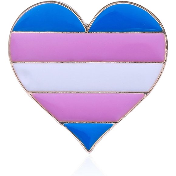 PinesC Bisexual Pride Brooch Pin - Enamel Rainbow Heart Lapel Pin Jewelry Decoration for Clothes and Bags