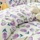 thumbnail image 2 of Juego de cama de 3 piezas de algodón grueso con diseño de flores moradas, suave y transpirable para cama de 1,2 m, 2 of 5