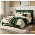 thumbnail image 1 of Yeshouse Estructura de cama tamaño Queen, cama plataforma tapizada en terciopelo con cabecero ajustable con capitoné vertical, no requiere somier, fácil montaje, 1 of 8