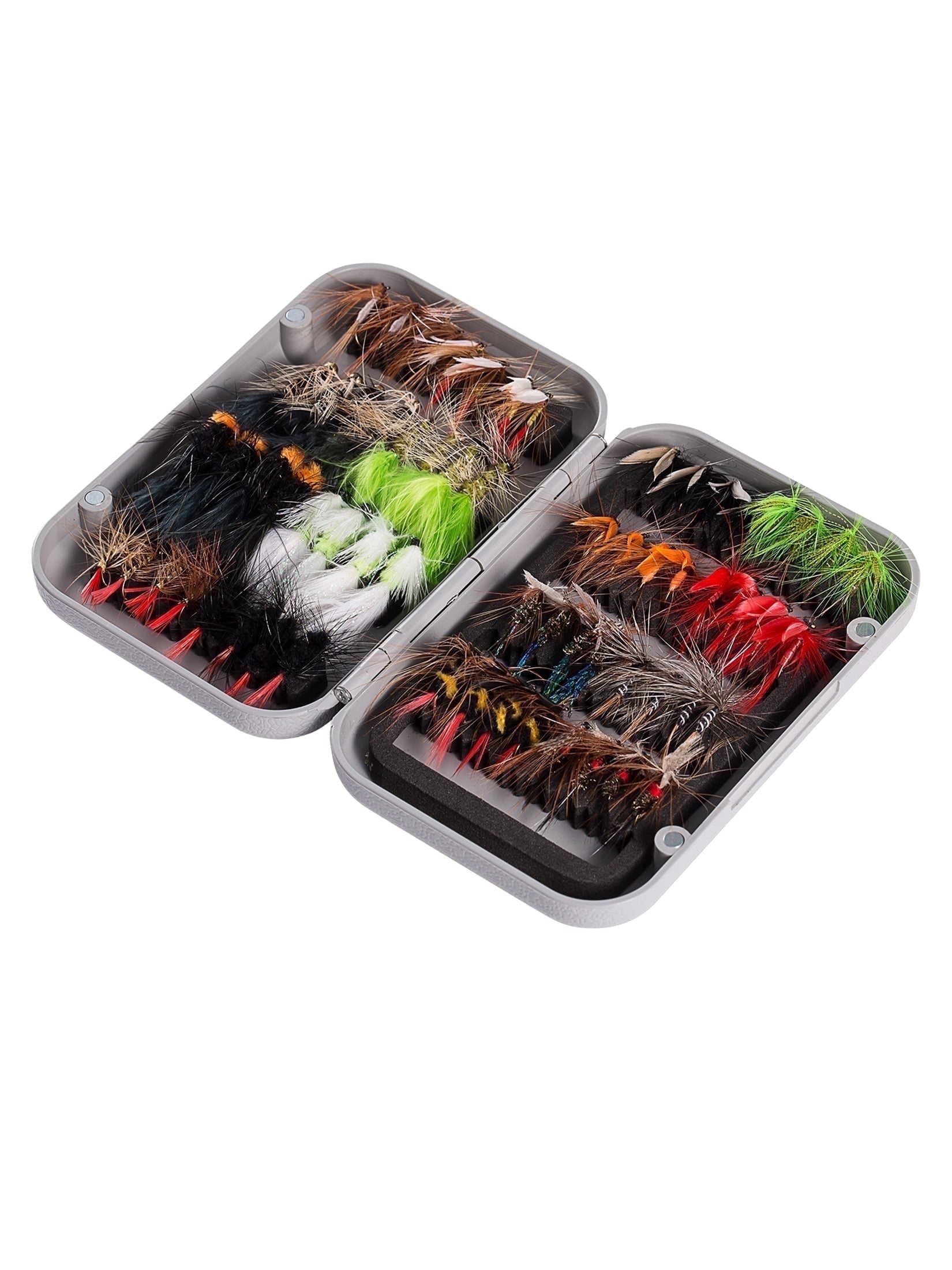 Bassdash Fly Fishing Assorted Flies Kit, Pack of 64 pcs Fly Lure including Dry Flies, Wet Flies, Nymphs, Streamers, Terrestrials, Leeches and More, with Magnetic Fly Box