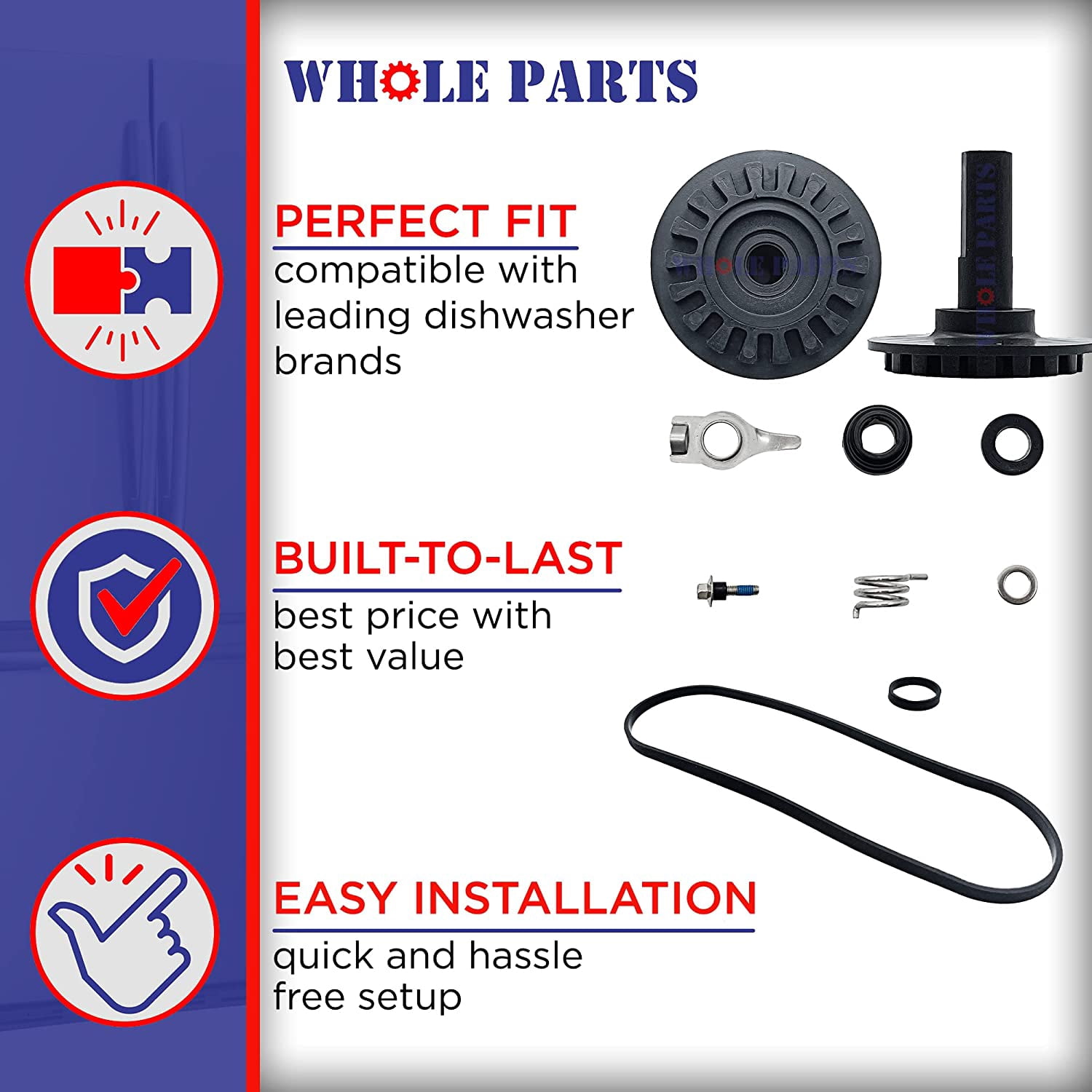 Whole Parts Dishwasher Drain and Wash Impeller Kit Part # 675806 - Replacement & Compatible With Some Kenmore, Kitchen Aid, Maytag, Whirlpool Dishwashers