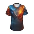 thumbnail image 4 of Zufioo Red And Blue Fire Dragon E Print Women's Classic V-neck T-shirt, V-neck Short-sleeved Tops Home Wear, Suitable for Daily Life, Work, Outdoors-3X-Large, 4 of 7
