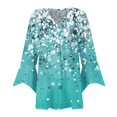 thumbnail image 3 of Kimono de Travail pour Femmes Cardigans d'Été Boutons Bohemia Blouses Ethniques Aztèques Imprimées Haut Ouvert Col en V Manches 3/4 Hauts Robe Couverture Formelle Bleu Foncé S, 3 of 7