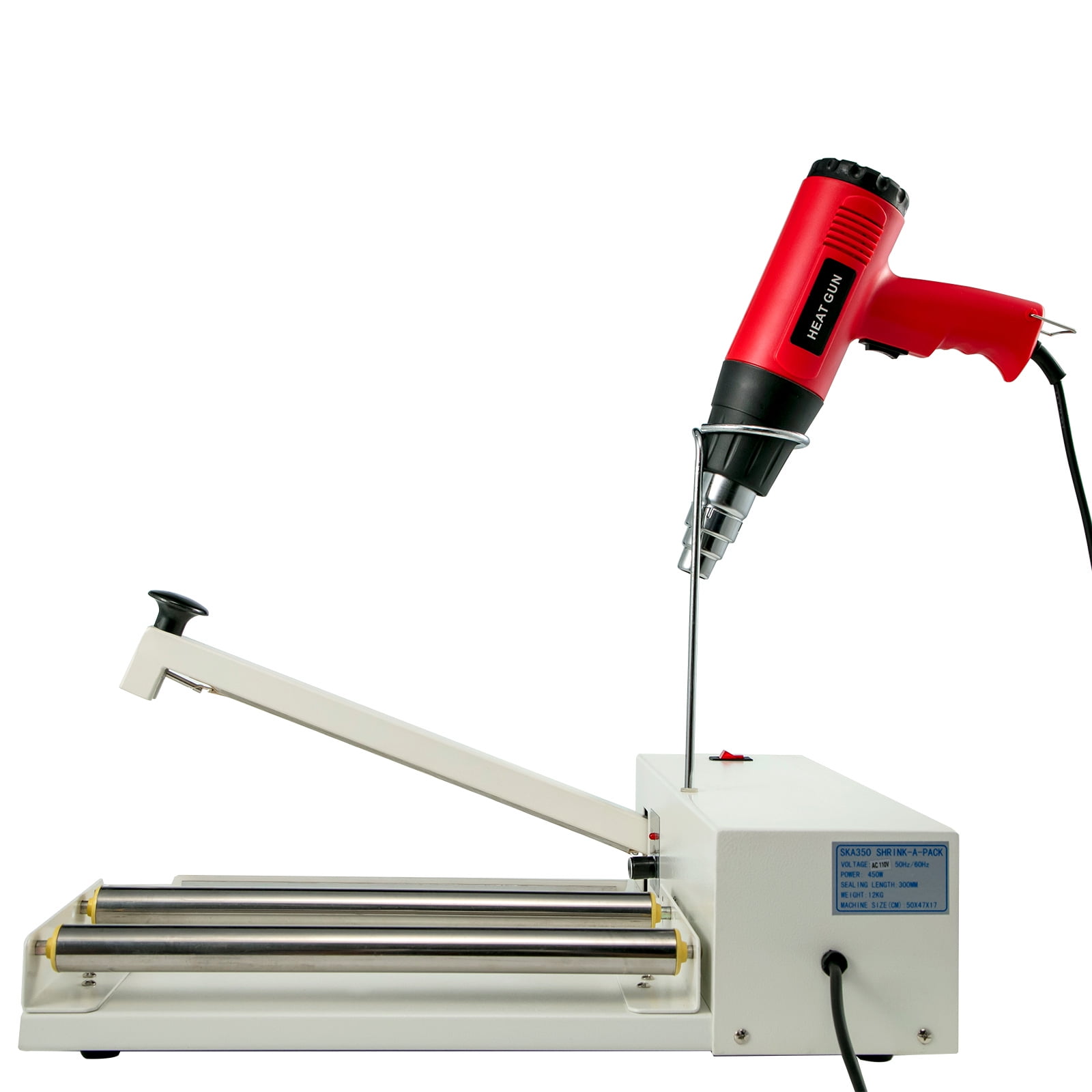 VEVOR Shrink Wrap Machine W/ Heat Gun 24"/61CM Sealing Length For Books Toys Food 800W Machine 1800W Heat Gun
