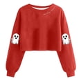 thumbnail image 3 of Womens Fall Crewneck Sweatshirts Ghost Halloween Outfits Loose Long Sleeve Gradient Sweat Shirts Casual Lounge Wear Sky Blue, 2XL, 3 of 3