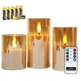 thumbnail image 1 of Juego de velas LED sin llama Rhytsing Gold Glass con mando a distancia, 3 unidades, 1 of 8