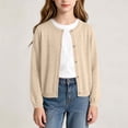 thumbnail image 6 of Agkizg Kids Girls Round Neck Knit Cardigan Long Sleeve Lightweight Open Front Coat with Pockets Solid Color Casual Comfortable Outerwear, 6 of 6
