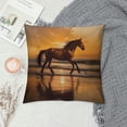 thumbnail image 2 of Orinice Horse Beach Sunset Graphic Decorative Cushion Throw Pillow Cover Short Plush Summer Square 1PC 12x12in, 2 of 5