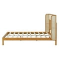 thumbnail image 5 of Christopher Knight Home Queen Size Bed Frame with Rattan Headboard, Platform Bed with Solid Wood Frame, Natural, 5 of 6