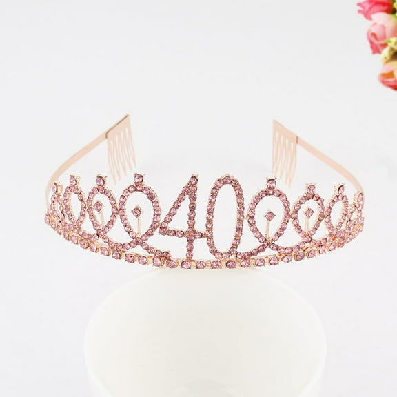 GAXIRE Birthday Crowns Hair Comb Insertion Alloy Rhinestone Rose Gold 1PC
