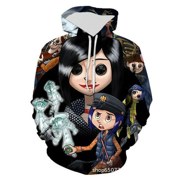 Cosplay Coraline Sudadera con capucha para adultos Sudaderas con capucha con estampado 3D Niños Niñas Dibujos animados Anime Jerseys Sudaderas para niños pequeños AbrigoLMWY-073091L Deng Xun unisex