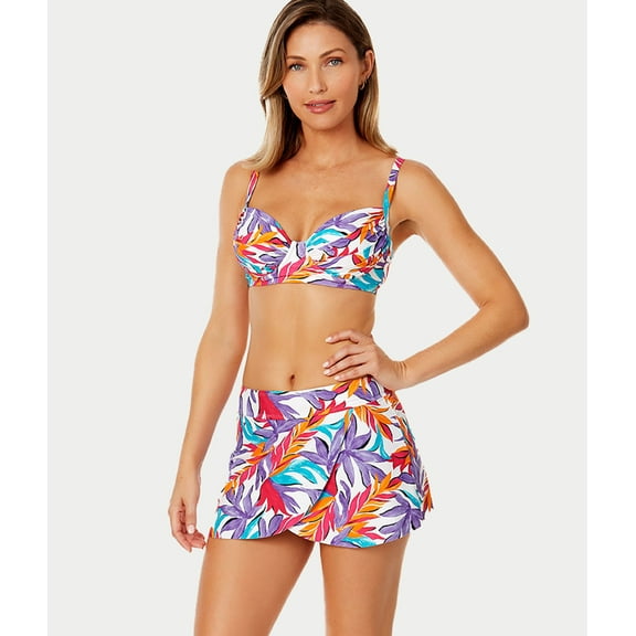 Dance Floor Palm Shirred Underwire Bikini Top Swimsuit