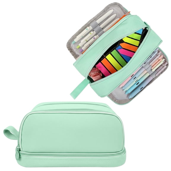 allydrew 4 Compartment Large Capacity Pencil Case, Pencil Pouch for Stationery Tools, Aqua