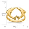 thumbnail image 3 of Auriga Fine Jewelry 14K Yellow Gold Polished Dolphins Heart Ring Size 7 for Women, 3 of 6