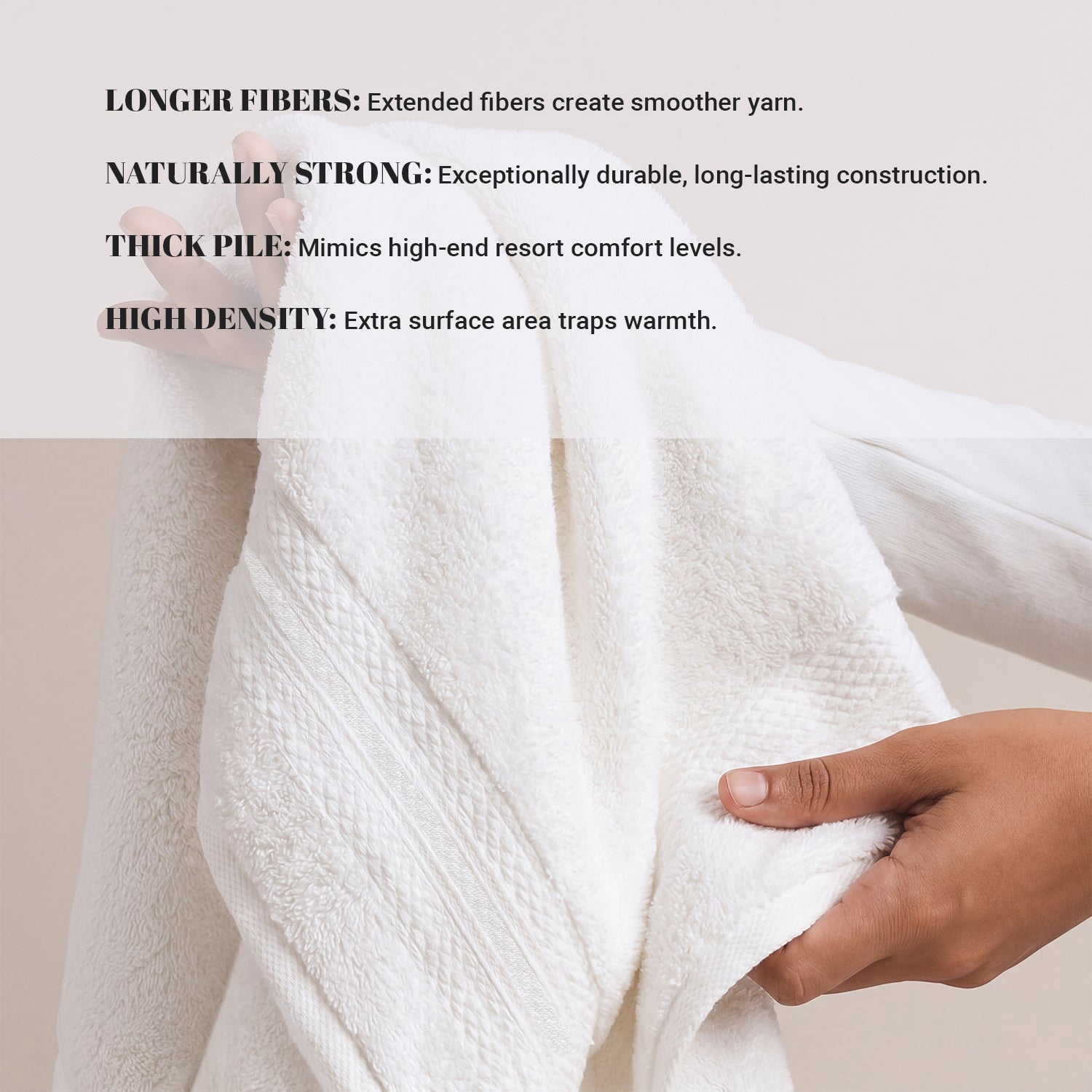 Superior Aria Turkish Cotton 6-Piece Towel Set, Ultra Soft Heavyweight Towels, Hazelnut