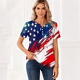 thumbnail image 4 of IYYVV 4Th Of July Outfits For Women V-Neck Henley Patriotic Tops Short Sleeve Summer Usa T-Shirt Blue M, 4 of 5