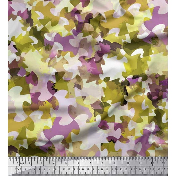 Soimoi Crepe Silk Fabric Two Tone Camouflage Print Fabric by The Yard 42 Inch Wide