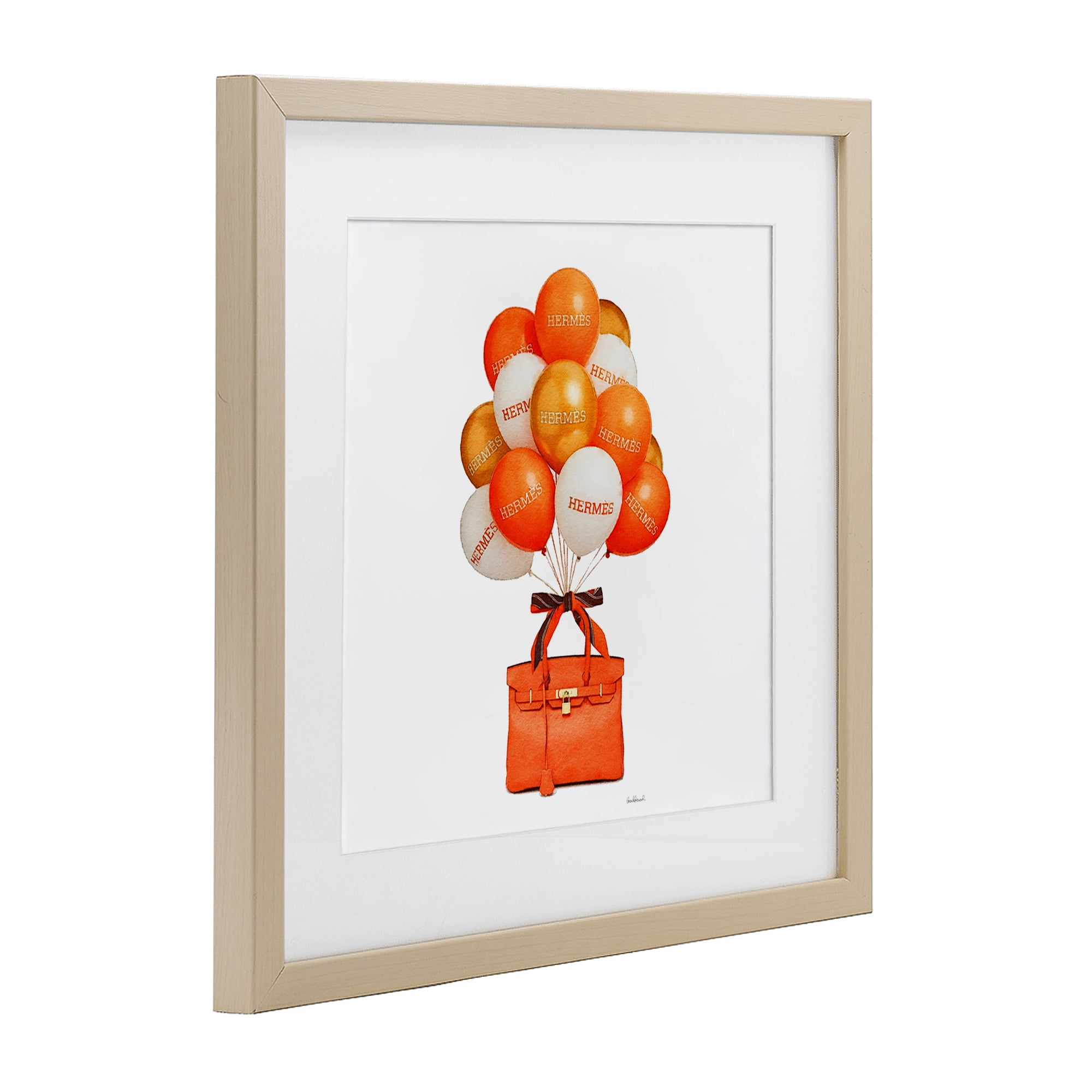 Stupell Industries Orange Handbag & Balloons Birch Framed Print Under Glass, design by Amanda Greenwood