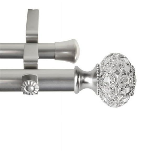 Central Design 100-60-485-D 1 in. Bailey Double Curtain Rod, Satin Nickel - 48-84 in.