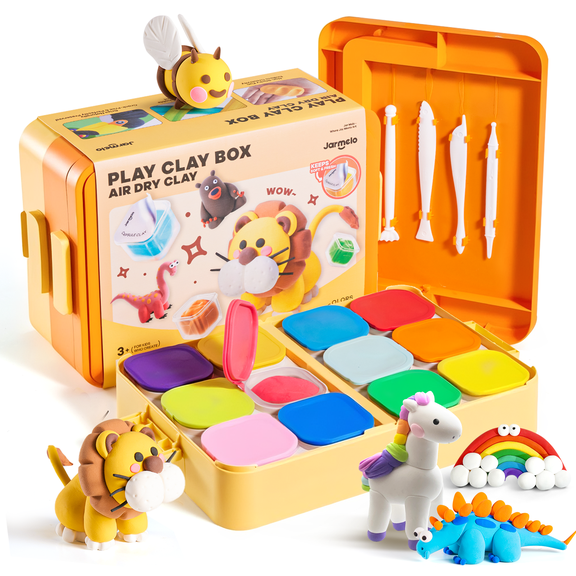 Jar Melo Air Dry Clay Kit, 24 Colors Modeling Clay with Box & Tools, Safe and Non-Toxic, Ideal Gift for Kids