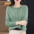 thumbnail image 5 of LEBONYARD Women's Trendy Round Neck Solid Colored Shoulder To Long Sleeve Comfortable Loose Warm Fit Casual Ladies Fashion Button-Up Cardign Sweater, 5 of 5