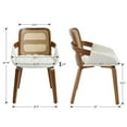 thumbnail image 6 of Guyou Modern Rattan Dining Chair Set of 2, Solid Wood Dining Side Chairs, PU Upholstered Kitchen Chairs with Armrests for Kitchen Dining Room Living Room, White, 6 of 11