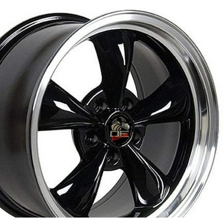 Black Bullitt Wheel - 17x10.5/17x9 Wheels Fit Mustang® - Bullitt Style Rims - Black Mach'd Lip - SET