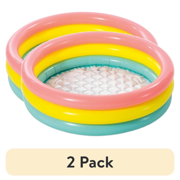 (2 pack) Intex: Inflatable Baby Pool - Sunset Glow - 34"x10", 3 Color Rings, Outdoor & Backyard, Water Splash Kiddie Pool, Soft & Durable, Toddlers-Kids Age 1+