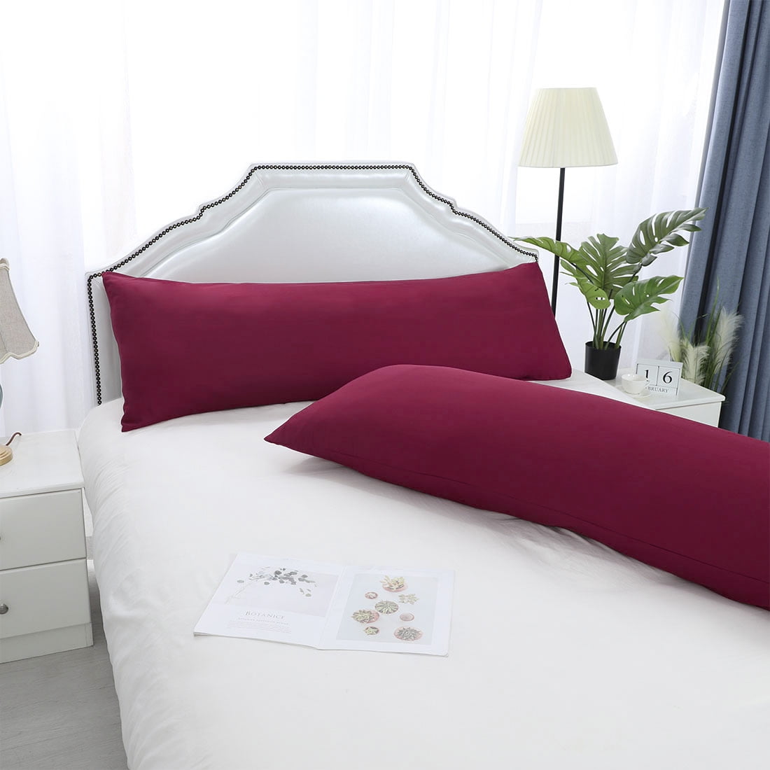 Unique Bargains Microfiber Solid Long Body Pillowcases, 2-Pack Wine 20" x 60"