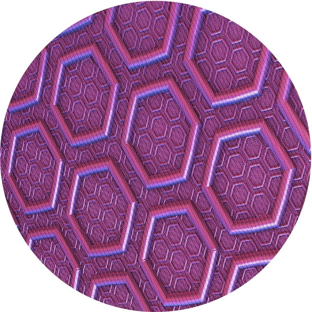 Ahgly Company Machine Washable Indoor Round Transitional Medium Violet Red Pink Area Rugs, 5' Round