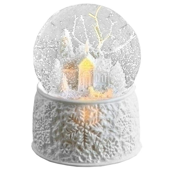6" LED Porcelain Church With Sleigh Dome Battery Operated Without Batteries 100M Plays First Noel