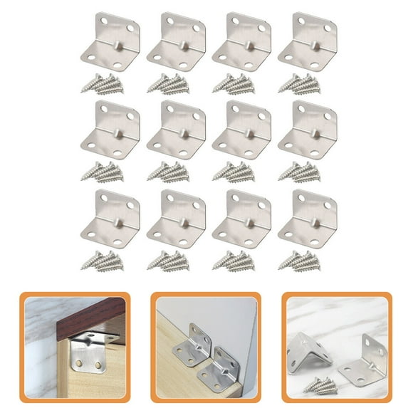 HAMPPLIES 30pcs L Bracket Corner Brace Silver Fastener for DIY Projects