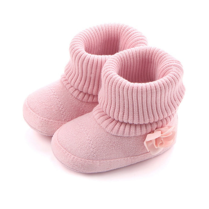 HOMEBABY Smart First Walking Shoes Toddler Baby Girls Flower Boots Soft Crib Shoes