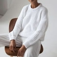 thumbnail image 4 of Suéter de cuello redondo para mujer de otoño e invierno, jersey de punto de manga larga acogedor, corte relajado, estilo casual clásico, 4 of 6