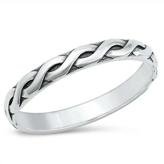 All in Stock Sterling Silver Twisted Band Ring Size 4