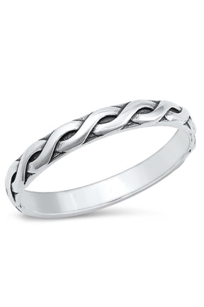 Sterling Silver Twisted Band Ring Size 8