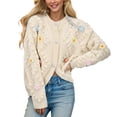 thumbnail image 4 of Cardigan Sweaters for Women Flower Embroidery Long Sleeve Button Knitted Sweater Coat Jacket Womens Cardigan Sweaters, 4 of 8