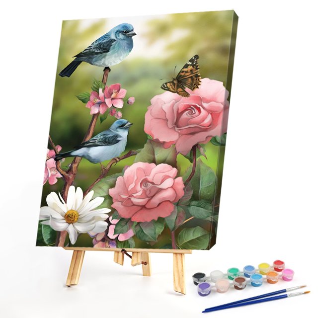 Pintura al óleo de pájaro en rama por números, pintura acrílica DIY, regalos de decoración del hogar Likrtyny decoración de arte