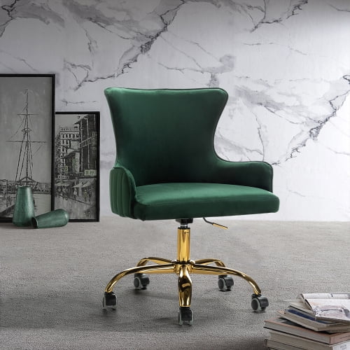 Swivel Office Chair,Adjustable Velvet Desk Chair with Ergonomic Curved